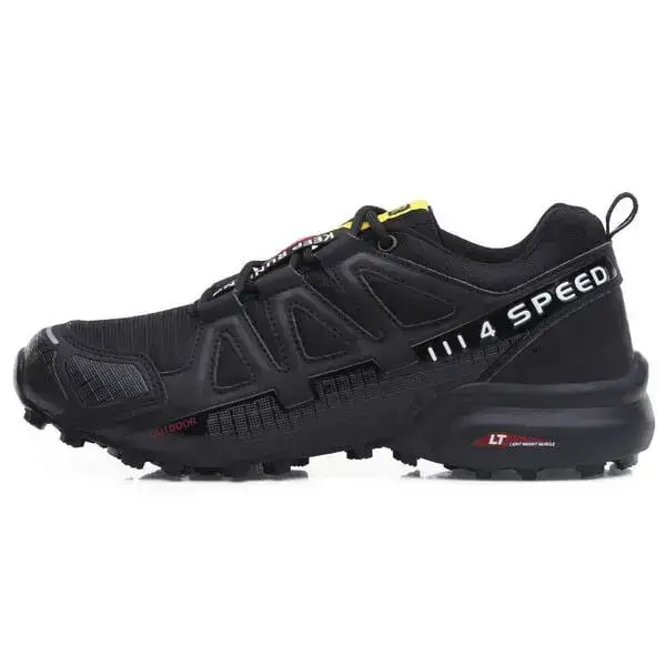 Mens Mesh Hiking Sneakers | Breathable Casual Rubber Platform Shoes in Black, Green, Blue, Grey, Black Yellow