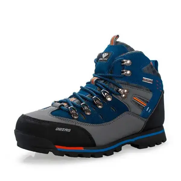 Mens Non-Slip Hiking Shoes | Waterproof High-Top Outdoor Casual Shoes in Black Orange, Black Yellow, Blue
