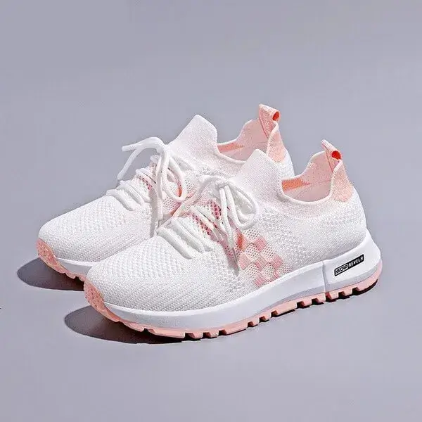 Women Fashion Fly Woven Breathable Casual Sneakers | Lightweight & Stylish