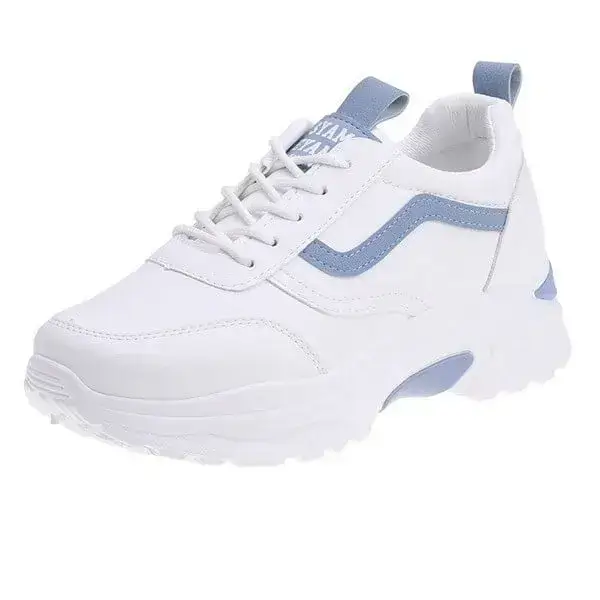 Womens Flat Lace-Up Sneakers | Solid Color Fashion Comfort Shoes in Blue, Pink, Pink Green, Purple